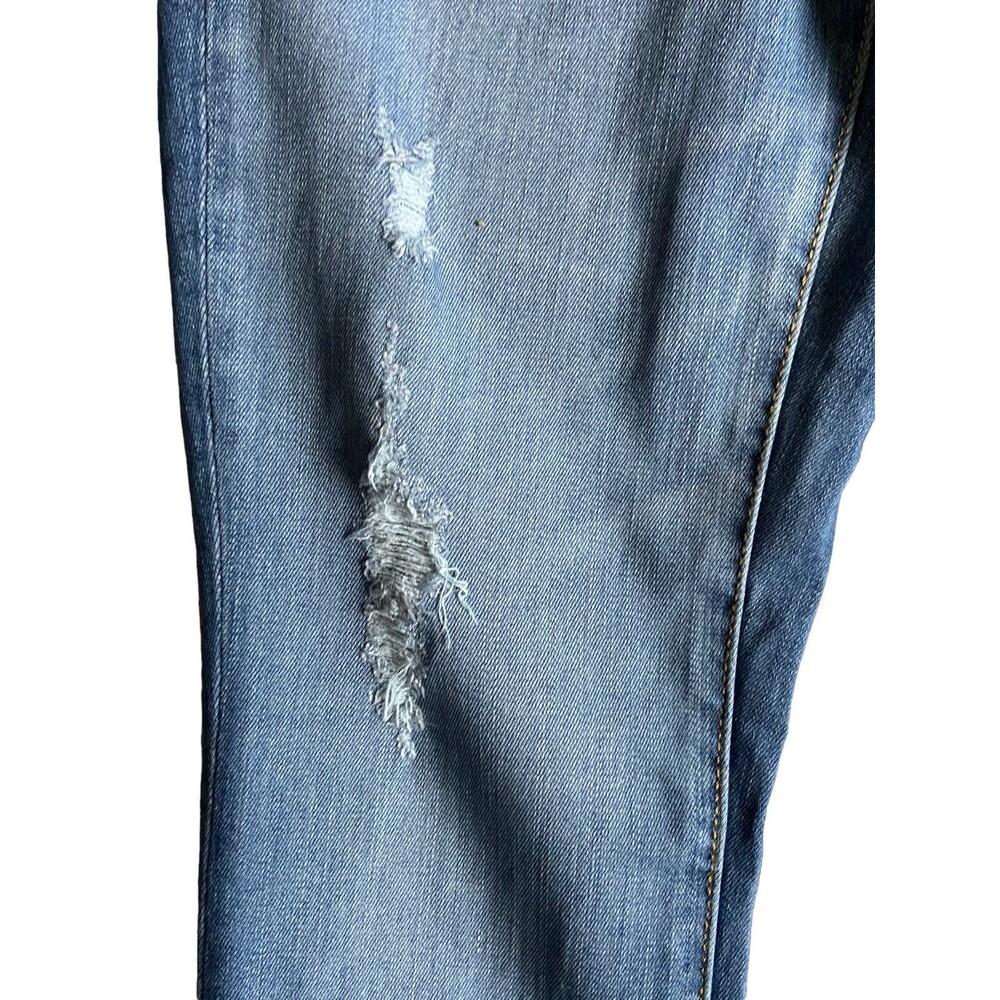 Womens Mid Rise Skinny Jeans Size 00 Blue‎ Distressed Raw Hem Sculpting Stretch - Picture 2 of 15